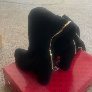 Guess black suede over the knee boot with gold zipper size 9 1/2. Brand new
